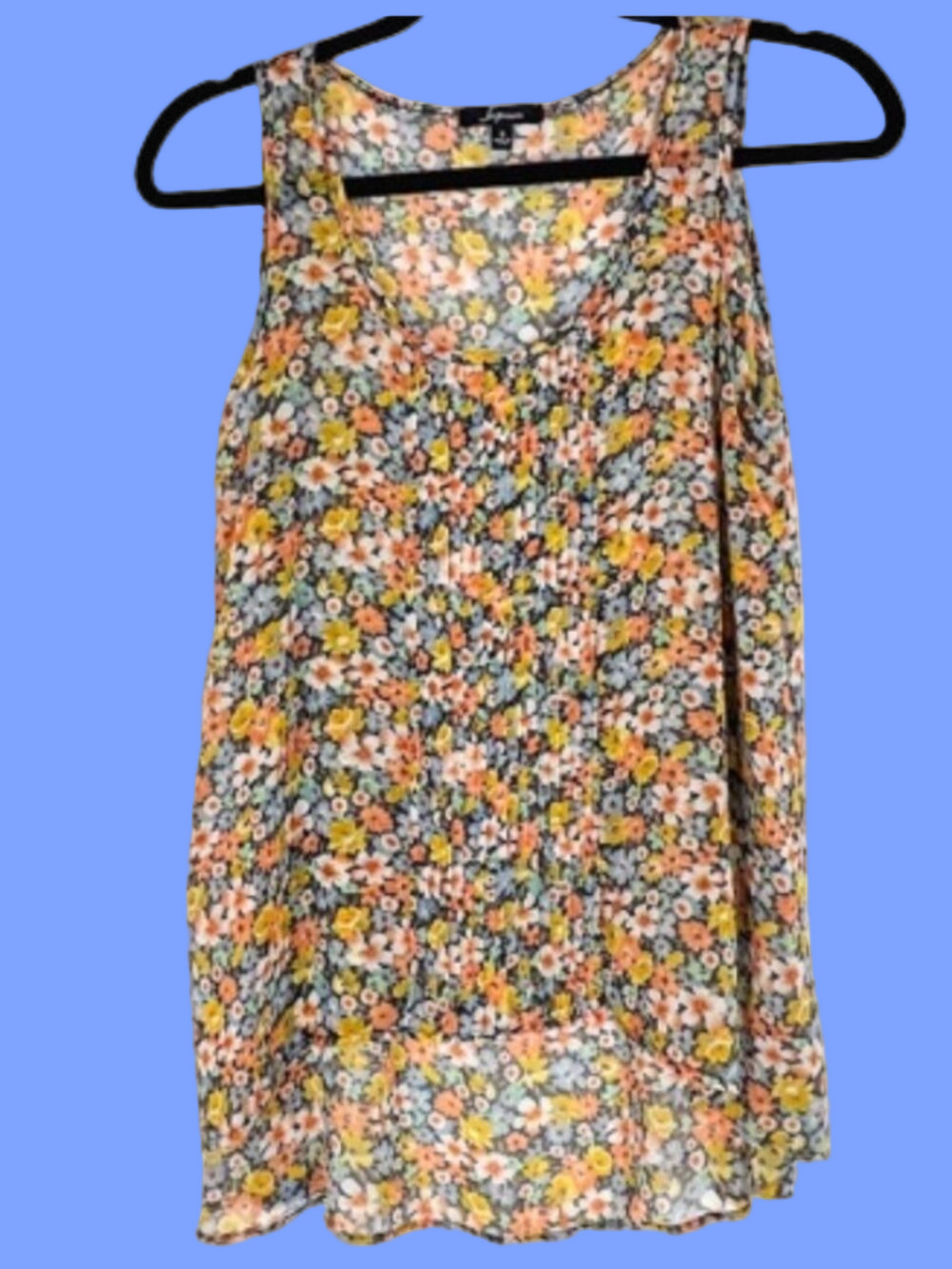Soprano Sheer Pleated Sleeveless Blouse